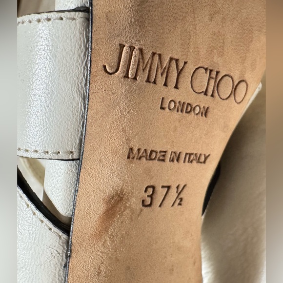 Jimmy Choo Sz 7.5 (37.5) white Sandals w/ Chunky Cork Heel - Excellent Condition - Picture 3 of 16